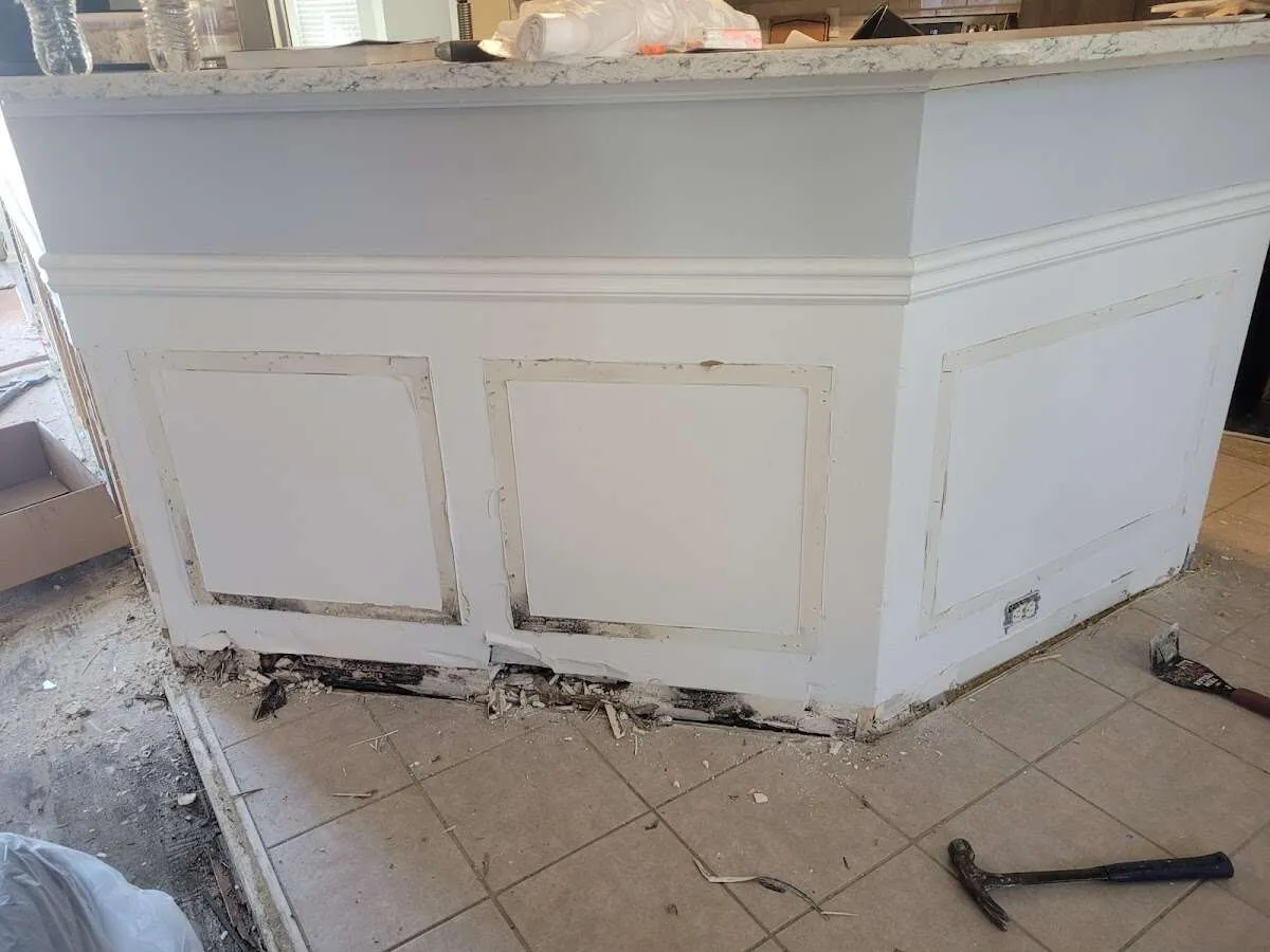 Water damage and mold on kitchen during Storm Damage Restoration in Pinehurst